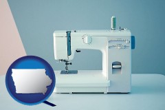 iowa map icon and sewing machine