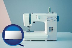 kansas map icon and sewing machine
