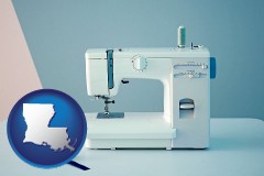 louisiana map icon and sewing machine