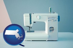 massachusetts map icon and sewing machine
