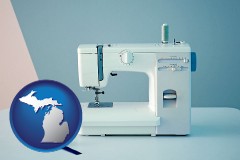 michigan map icon and sewing machine