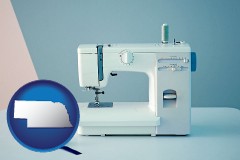 nebraska map icon and sewing machine