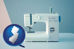 new-jersey map icon and sewing machine