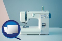 washington map icon and sewing machine